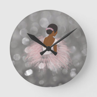 African American Ballerina Dancer Round Clock
