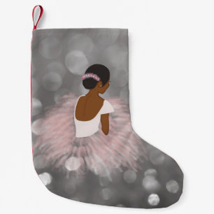 African American Ballerina Dancer Small Christmas Stocking