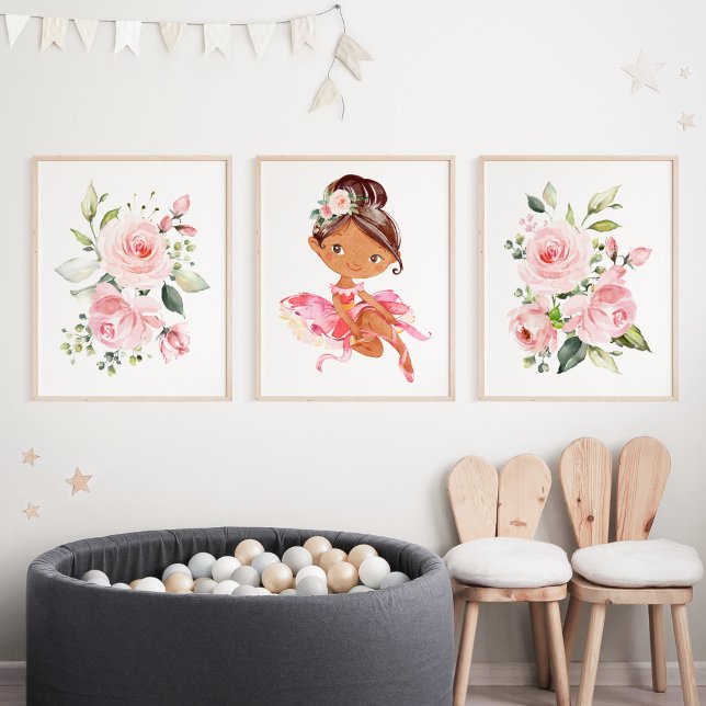 African American Ballerina, Flowers, Girl Nursery (Creator Uploaded)