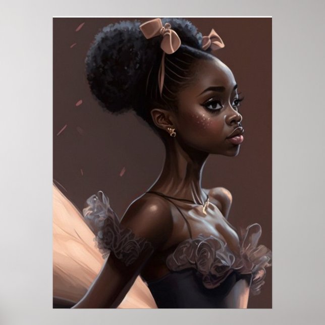 African American ballerina , girl who loves ballet Poster (Front)