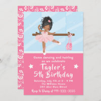 African American Ballerina in Pink Tutu Birthday