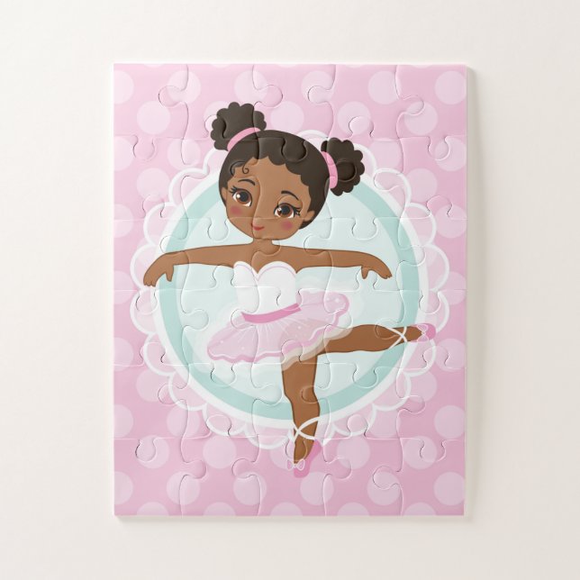 African American Ballerina - Pink Ballet Dancer Jigsaw Puzzle (Vertical)