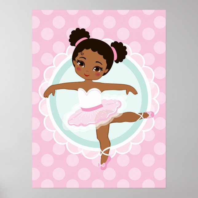 African American Ballerina - Pink Ballet Dancer Poster (Front)