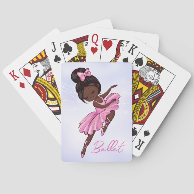 African American Ballerina Pink, Purple Ballet Playing Cards (Back)