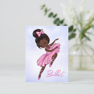 African American Ballerina Pink, Purple Ballet Postcard