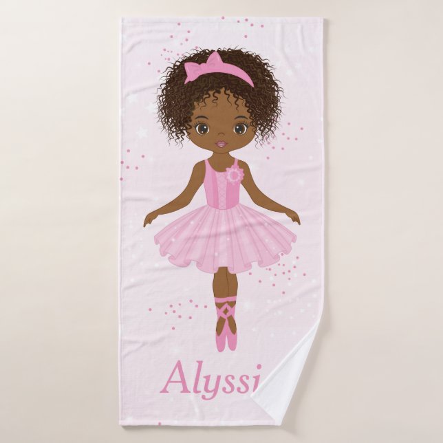African American Ballerina Pink Tutu Bath Towels (Bath Towel)