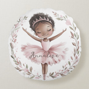African American Ballet Dancer Round Cushion