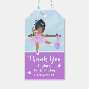 African American Ballet Purple Birthday Thank You  Gift Tags