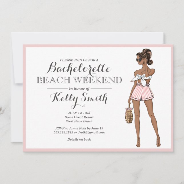 African American Beach Bachelorette Party Invitation (Front)