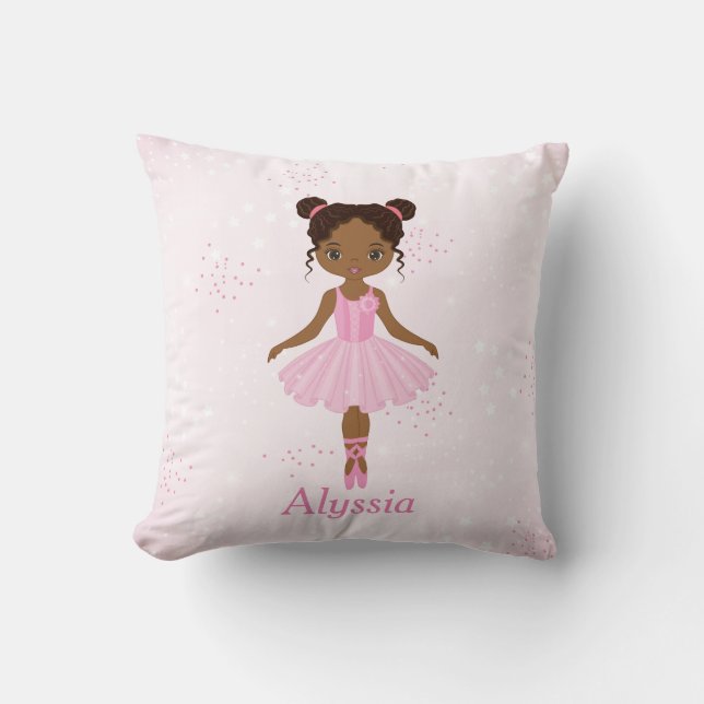 African American Beautiful Ballerina Throw Pillow (Front)
