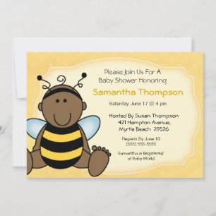 African American Bee Baby Shower  Invitation
