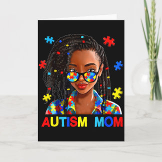 African American Black Autism Mom Afro Autism Awar Card