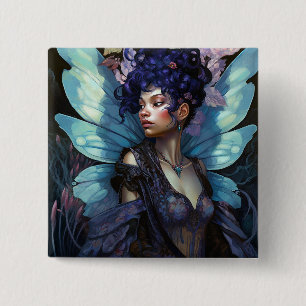 African American Black Fairy Fantasy Art 15 Cm Square Badge