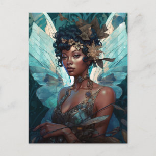 African American Black Fairy Fantasy Art Postcard