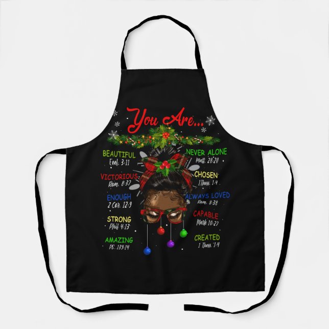 African American Black Girl God Say I Am Christmas Apron (Front)