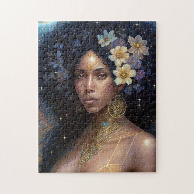 African American Black Goddess Queen Fantasy Art Jigsaw Puzzle (Vertical)