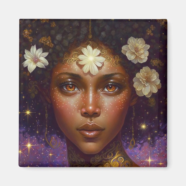 African American Black Goddess Queen Fantasy Art M Magnet (Front)