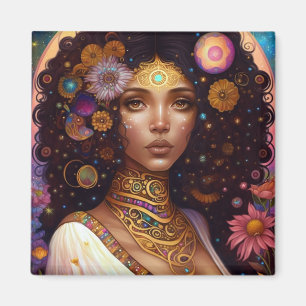 African American Black Goddess Queen Fantasy Art Magnet