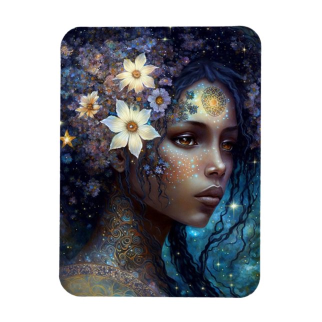 African American Black Goddess Queen Fantasy Art Magnet (Vertical)