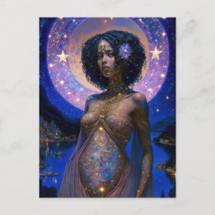 African American Black Goddess Queen Fantasy Art P Postcard