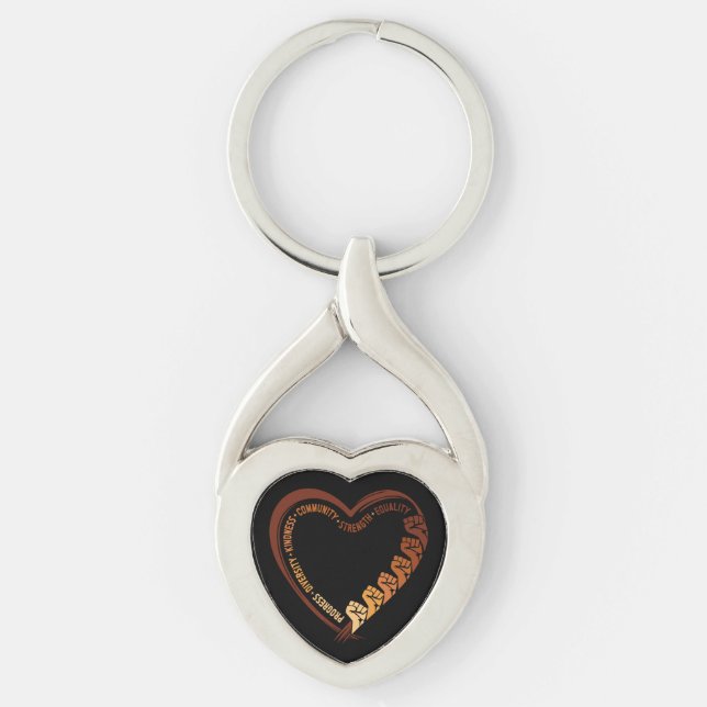 African American Black History Month Valentine Key Ring (Front)