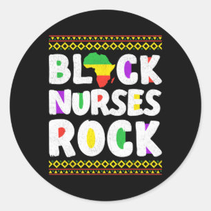African American Black Nurse Rock Juneteenth 1  Classic Round Sticker