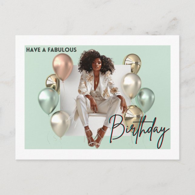 African American Black Queen Melanin Sista Shopp Holiday Postcard (Front)