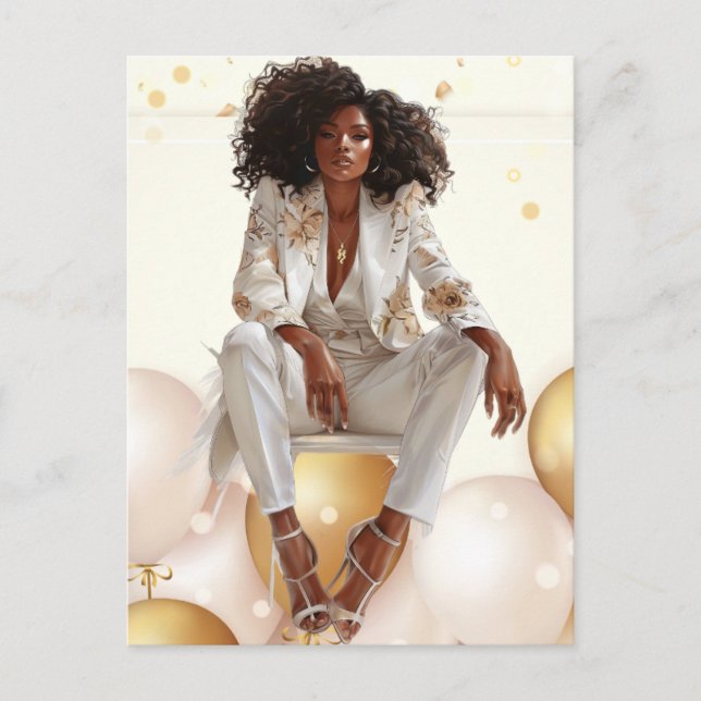 African American Black Queen Melanin Sista Shopp Postcard (Front)