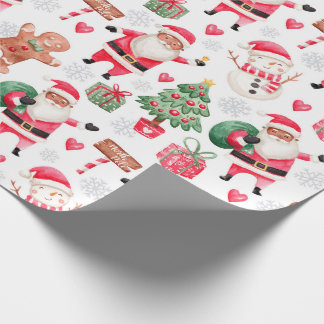 African American Black Santa Christmas Wrapping Paper