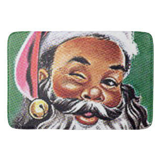 African American Black Santa Claus Christmas Bath Mat