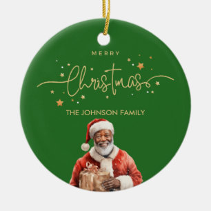 African American Black Santa Claus Christmas Ceramic Tree Decoration