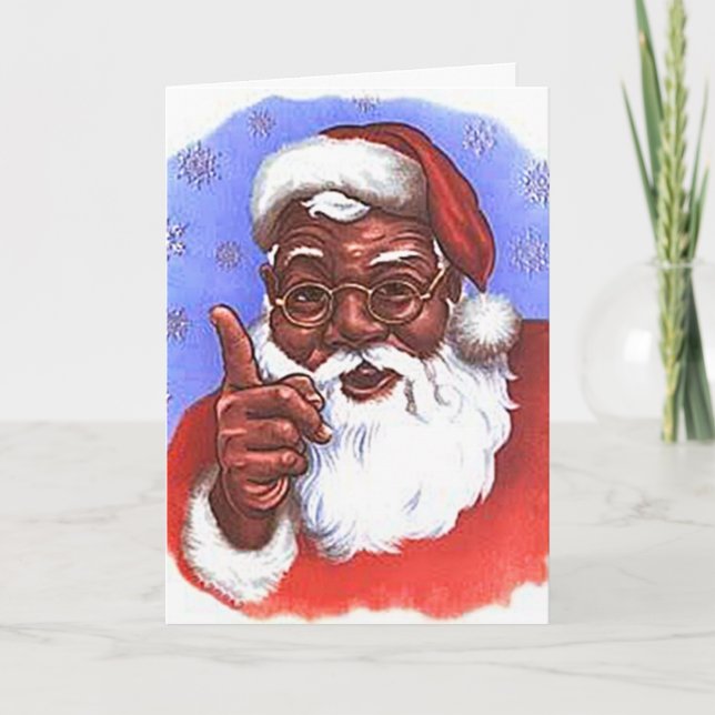 African American Black Santa Claus Christmas Holiday Card (Front)