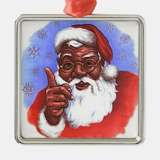African American Black Santa Claus Christmas Metal Tree Decoration