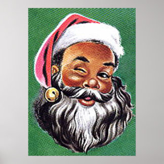 African American Black Santa Claus Christmas Poster