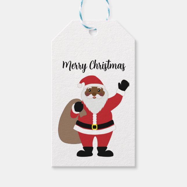 African American Black  Santa Claus  Gift Tags (Front)