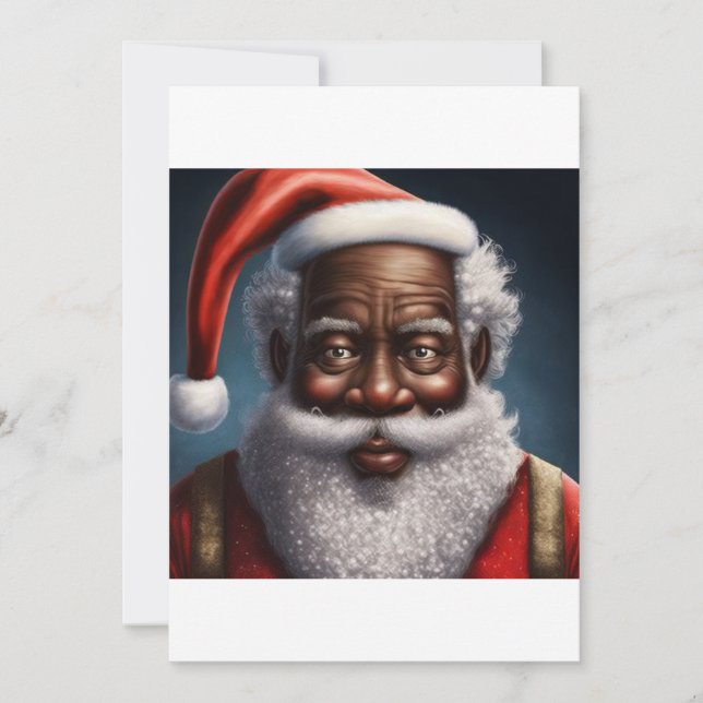African American  , Black Santa Claus T-Shirt Holiday Card (Front)