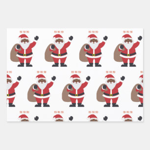 African American Black Santa Claus Wrapping Paper Sheet