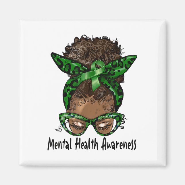 African American Black Woman Mental Health Awarene Magnet (Front)