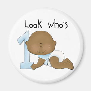 African American Boy 1st Birthday Tshirts and Gift Magnet