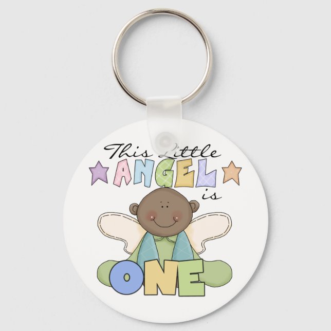 African American Boy 1st Birthday Tshirts Key Ring (Front)