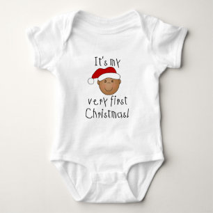 African American Boy 1st Christmas Baby Bodysuit