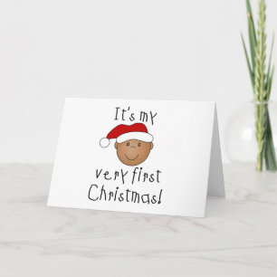 African American Boy 1st Christmas Holiday Card