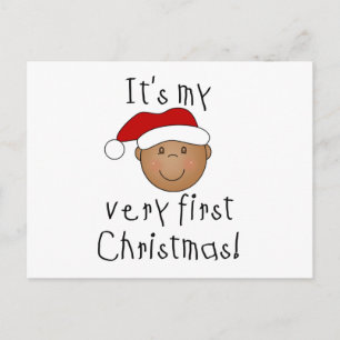 African American Boy 1st Christmas Holiday Postcard