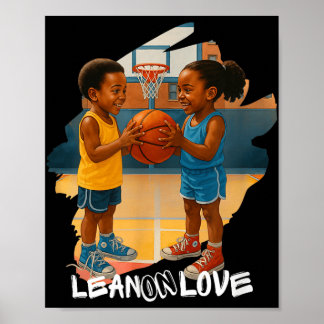 African American Boy And Girl Playful Basketball  Poster