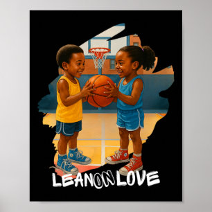 African American Boy And Girl Playful Sketll  Poster