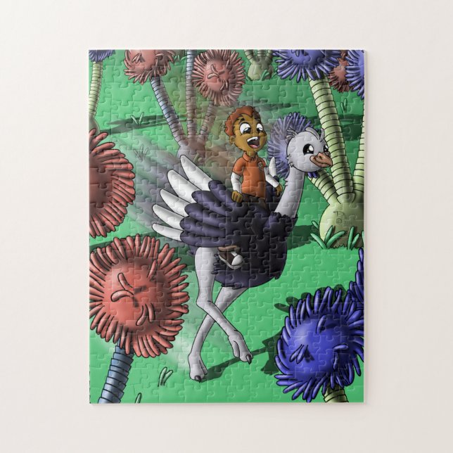African American Boy and Ostrich Jigsaw Puzzle (Vertical)