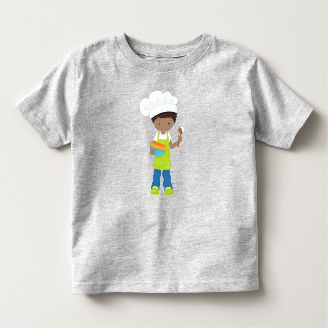 African American Boy, Baking, Baker, Bakery, Apron Toddler T-Shirt (Front)