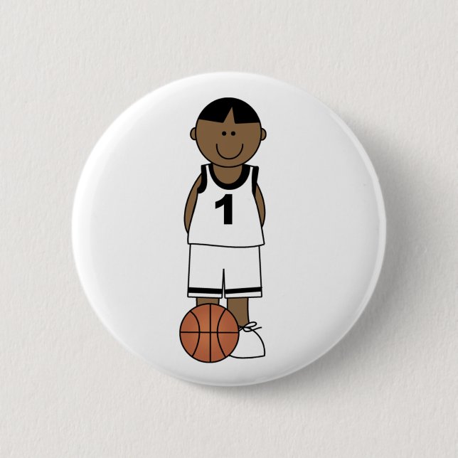 African American Boy Basketball 6 Cm Round Badge (Front)