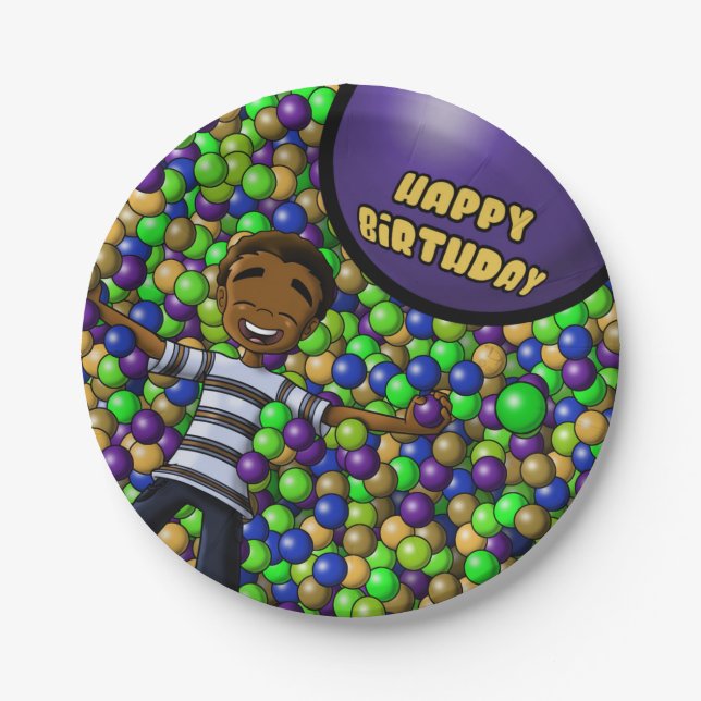 African American Boy Birthday Paper Plate (Front)