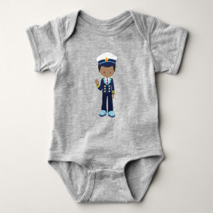 African American Boy, Boat Captain, Skipper, Sea Baby Bodysuit